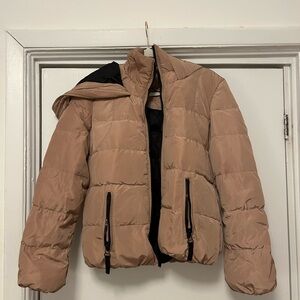 FRENCH CONNECTION Tan / Black Puffer with hood